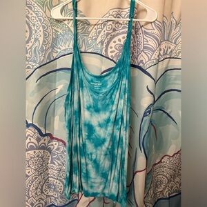 Torrid size 4 blue tie-dye spaghetti strap oversized tank